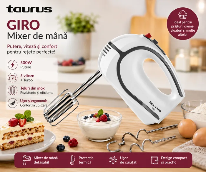 Mixer de Mână Taurus Giro, 500W